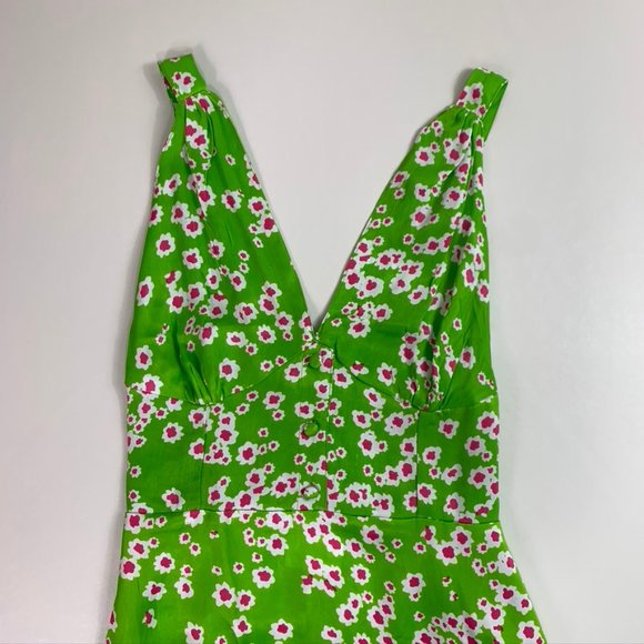 Faithful the Brand Green floral satin midi dress - Picture 3 of 10